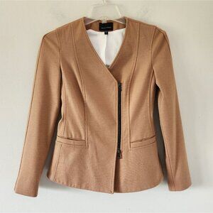 JUDITH & CHARLES | Wool Jacket Blazer Zip Up Brown Camel Tan Sz 0